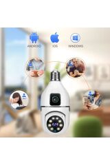 Çift Lens IP Ampul Kamera Hareketli Gece Görüş Ses Kayıtlı Wİ-Fİ Güvenlik Kamerası