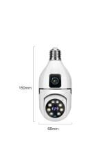 Çift Lens IP Ampul Kamera Hareketli Gece Görüş Ses Kayıtlı Wİ-Fİ Güvenlik Kamerası