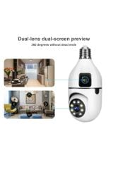 Çift Lens IP Ampul Kamera Hareketli Gece Görüş Ses Kayıtlı Wİ-Fİ Güvenlik Kamerası