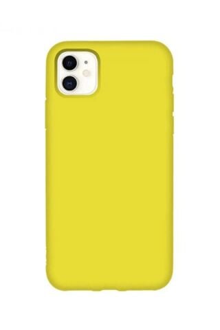Iphone 11 Uyumlu Altı Kapalı Lansman Silikon Kılıf Kapak Sarı