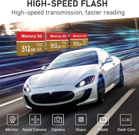 512GB Microsd Kart Hafıza Kartı Telefon IP Kamera Pc Uyumlu