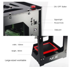 NEJE DK-8-KZ CNC Lazer Oyma Gravür Makinası 1500mw Ahşap Deri Lazer Kesim