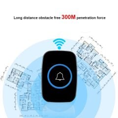 Kablosuz Uzaktan Kumandalı Tekli Buton LED Kapı Zili Melodili