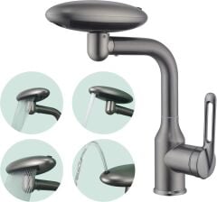 Fonksiyonel Banyo Lavabo Bataryası - Saç Yıkama-Abdest-Hijyen Tasarımı Lavabo Musluğu ABS Plastik
