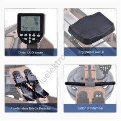Kondisyon Küreği Su Hazneli Katlanır Spor Egzersiz Ahşap Natürel Kondisyon Kürek Water Rower