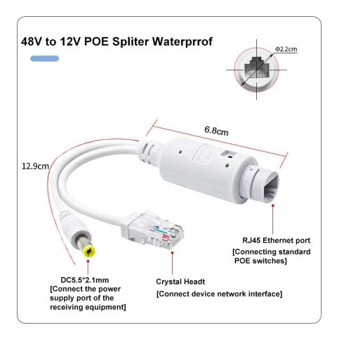 POE To 12V 2A Aktif Poe Güç Kaynağı Dağıtıcı Wifi Kamera Adaptörsüz Data ve Güç Splitter Modülü