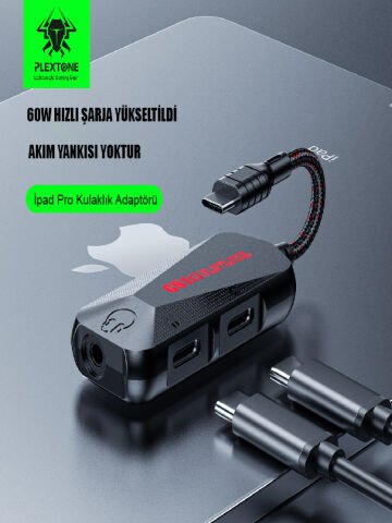 GS1 3 İn 1 Usb-c Type-c Oyun Ses 60W Hızlı Şarj Adaptörü Oyun ve Ses 60w Hızlı Şarj Adaptörü