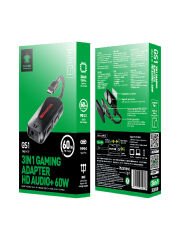 GS1 3 İn 1 Usb-c Type-c Oyun Ses 60W Hızlı Şarj Adaptörü Oyun ve Ses 60w Hızlı Şarj Adaptörü