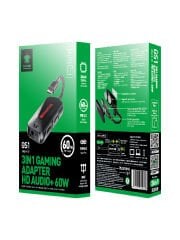 GS1 3 İn 1 Usb-c Type-c Oyun Ses 60W Hızlı Şarj Adaptörü Oyun ve Ses 60w Hızlı Şarj Adaptörü