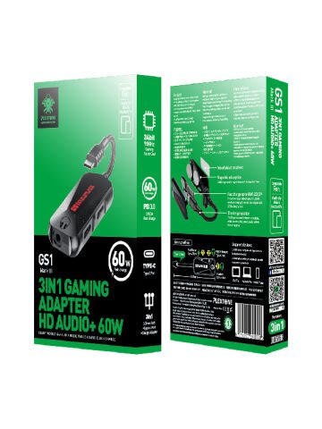 GS1 3 İn 1 Usb-c Type-c Oyun Ses 60W Hızlı Şarj Adaptörü Oyun ve Ses 60w Hızlı Şarj Adaptörü