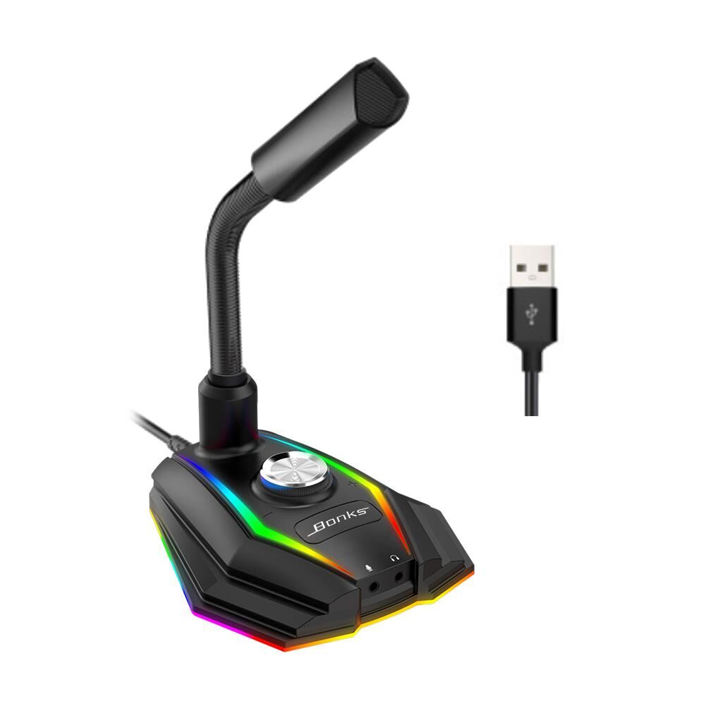Bilgisayar USB Mikrofon RGB Tabanlı HD Ses Kartı Gürülü Azaltma Hoparlörü