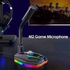 Bilgisayar USB Mikrofon RGB Tabanlı HD Ses Kartı Gürülü Azaltma Hoparlörü