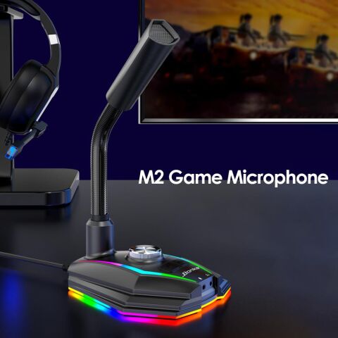 Bilgisayar USB Mikrofon RGB Tabanlı HD Ses Kartı Gürülü Azaltma Hoparlörü