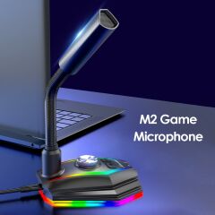 Bilgisayar USB Mikrofon RGB Tabanlı HD Ses Kartı Gürülü Azaltma Hoparlörü