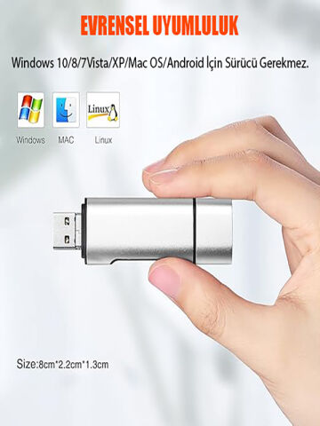 Type-C Usb Micro Sd Kart Okuyucu Çevirici Dönüştürücü Adaptör PC, Dizüstü, Tablet, Telefon Uyumlu