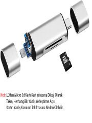 Type-C Usb Micro Sd Kart Okuyucu Çevirici Dönüştürücü Adaptör PC, Dizüstü, Tablet, Telefon Uyumlu