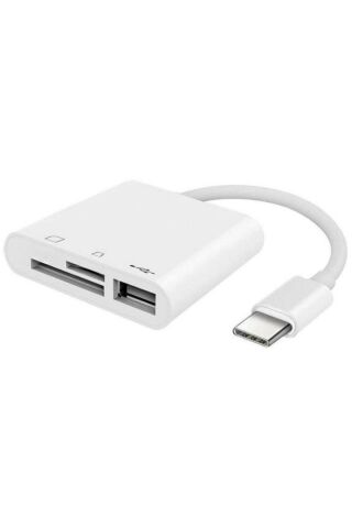 Usb Type C To SD Micro SD TF Kart Okuyucu ve USB Çevirici 3 in 1 Dönüştürücü Adaptör 5232