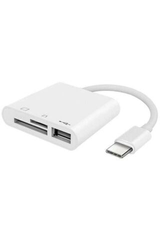Usb Type C To SD Micro SD TF Kart Okuyucu ve USB Çevirici 3 in 1 Dönüştürücü Adaptör 5232