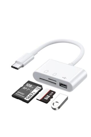 Usb Type C To SD Micro SD TF Kart Okuyucu ve USB Çevirici 3 in 1 Dönüştürücü Adaptör 5232