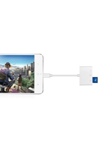 Usb Type C To SD Micro SD TF Kart Okuyucu ve USB Çevirici 3 in 1 Dönüştürücü Adaptör 5232