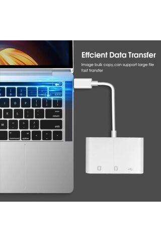 Usb Type C To SD Micro SD TF Kart Okuyucu ve USB Çevirici 3 in 1 Dönüştürücü Adaptör 5232
