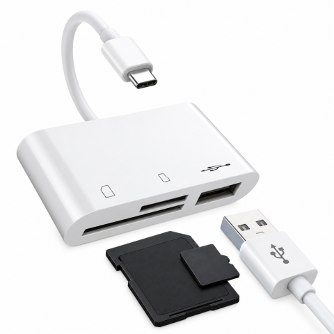Usb Type C To SD Micro SD TF Kart Okuyucu ve USB Çevirici 3 in 1 Dönüştürücü Adaptör 5232