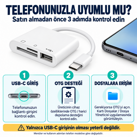 Usb Type C To SD Micro SD TF Kart Okuyucu ve USB Çevirici 3 in 1 Dönüştürücü Adaptör 5232