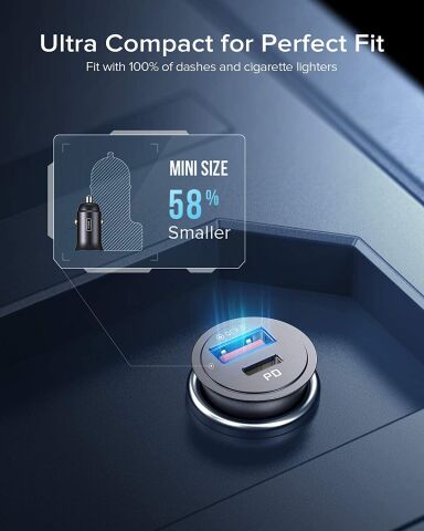 60W Araç Hızlı Şarj Cihazı QC 3.0 5A PD USB + Type C Araç Şarj Aleti