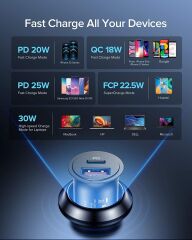 60W Araç Hızlı Şarj Cihazı QC 3.0 5A PD USB + Type C Araç Şarj Aleti