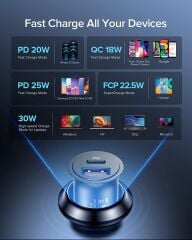 60W Araç Hızlı Şarj Cihazı QC 3.0 5A PD USB + Type C Araç Şarj Aleti