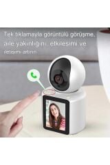 Ekranlı Görüntülü Görüşme Sağlayan Akıllı Kamera Ev-İşyeri-Ofis-Bebek-Yaşlı Hasta Kamerası 1080P