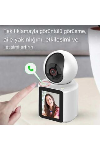 Ekranlı Görüntülü Görüşme Sağlayan Akıllı Kamera Ev-İşyeri-Ofis-Bebek-Yaşlı Hasta Kamerası 1080P