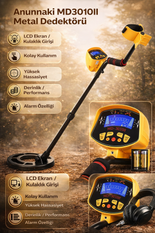 MD-3010ii Profesyonel Altın Metal Hazine Dedektörü 3Metre MD3010 II