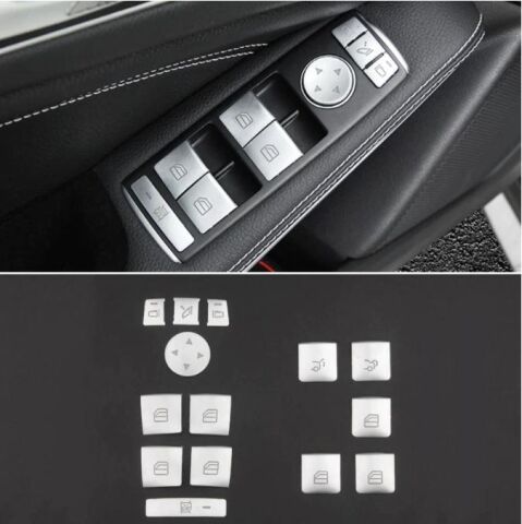 ARAÇ OTOMATİK PENCERE KONTROL TUŞ TAKIMI STİCKER MERDECES DÜĞME SETİ SİLVER GLA CLA GLK GL ML GLE