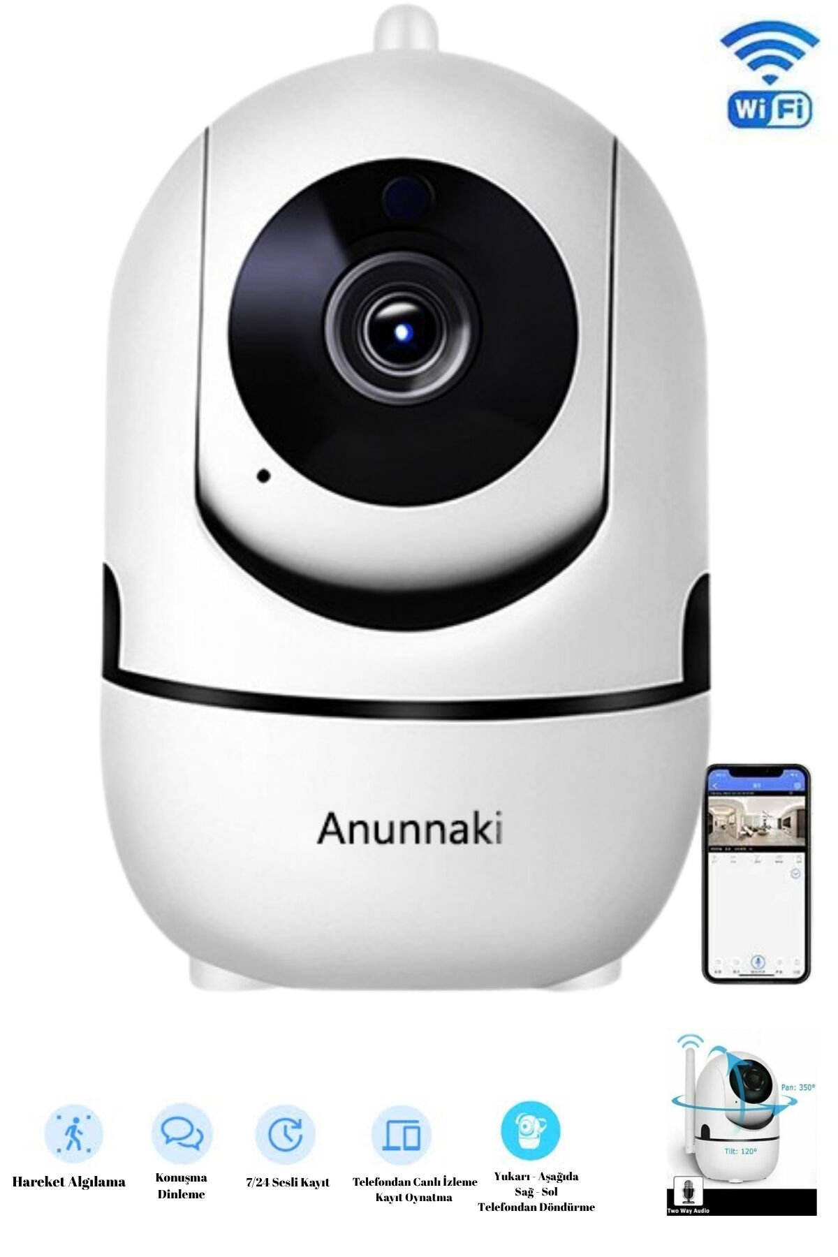Wifi Bebek İzleme Kamerası Ses Kayıtlı Mikrofonlu Hoparlör Canlı Bebek Kedi Köpek Monitör Kamerası