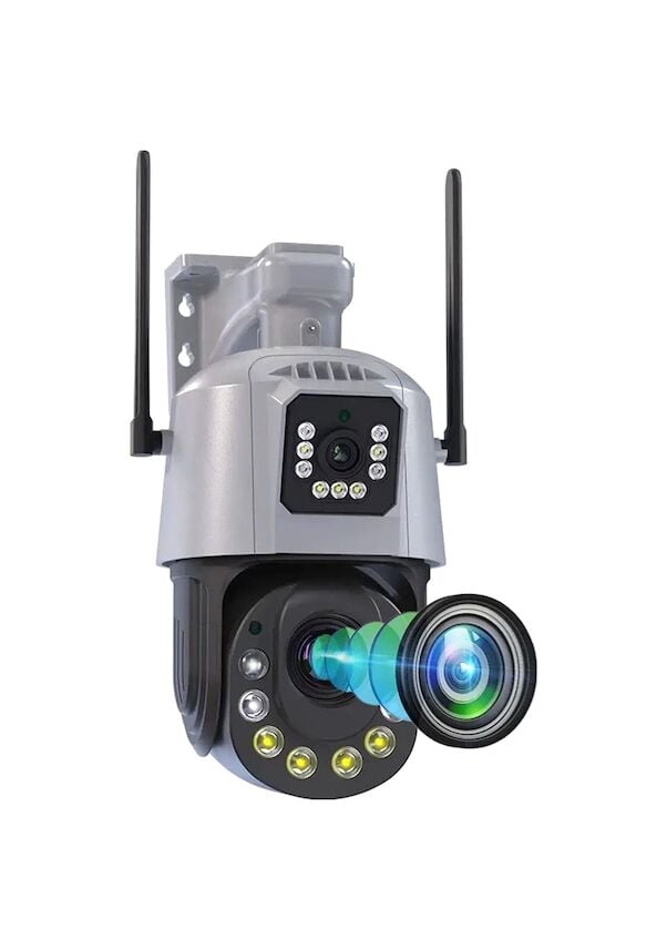 36x Optik Zoomlu PTZ Çift Kameralı Ev Ofis Tarla Kablosuz 6Mp 4k Wifi Kamera