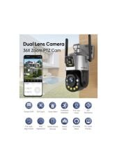 36x Optik Zoomlu PTZ Çift Kameralı Ev Ofis Tarla Kablosuz 6Mp 4k Wifi Kamera