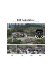 4K WiFi Güvenlik Kamerası – 36x Optik Zoom, Çift Lens, Gece Görüşlü, Alarmlı, Motorize Odaklama