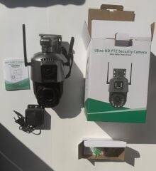 4K WiFi Güvenlik Kamerası – 36x Optik Zoom, Çift Lens, Gece Görüşlü, Alarmlı, Motorize Odaklama