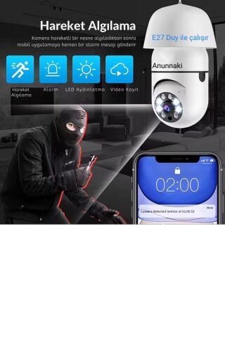 360 Ptz Ip Kamera Gece Görüş Kablosuz Bebek Evcil Hayvan Güvenlik Akıllı Ampul Wifi Kamera E27 Duy