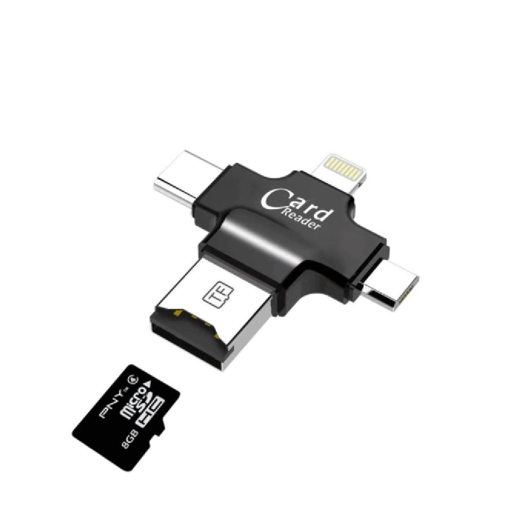 AN4190 4 İN 1 iPhone Android MicroUSB + Type-C OTG TF ve SD Kart Okuyucu Yazıcı