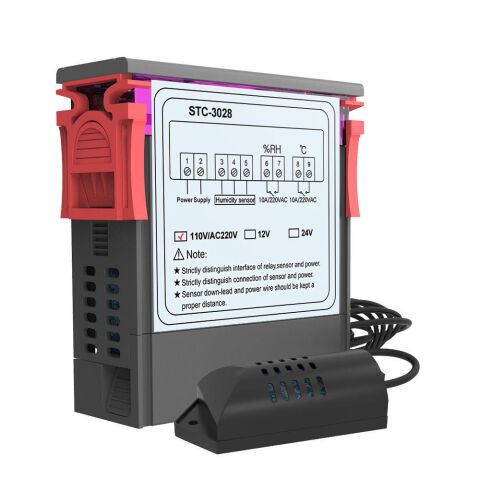 STC-3028 Dijital Sıcaklık Nem Kontrol Cihazı 220V 10A Kuluçka Termostat Higrometre