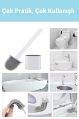 Beyaz Klozet Fırçası Silikonlu Banyo Tuvalet Fırçası Ve Tutucu Seti Beyaz
