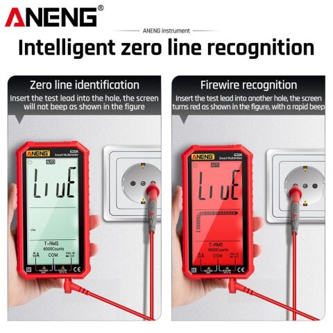 ANENG 620A 4.7 inç Geniş LCD Ekran Otomatik Manuel Akıllı Gerçek RMS Dijital Multimetre