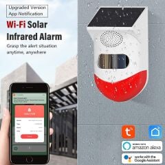 WiFi Solar Pir Hareket Sensörü Sesli ve Işıklı Güvenlik Alarm Sistemi Tuya App