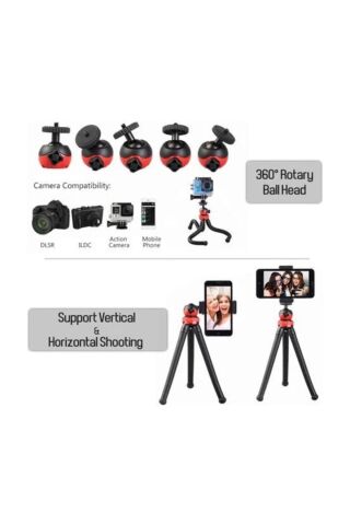 Esnek Ahtapot Tripod Tutucu - Telefon Dslr Kamera Gopro Uyumlu - Kaymaz Ayaklar - Dikey Yatay Çekim