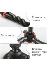 Esnek Ahtapot Tripod Tutucu - Telefon Dslr Kamera Gopro Uyumlu - Kaymaz Ayaklar - Dikey Yatay Çekim