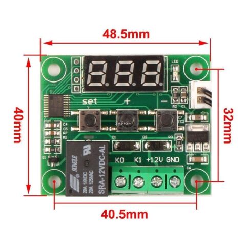 W1209 Dijital Termostat Sıcaklık Kumandası DC 12V Regülatörü Termoregülatör Kuluçka NTC Sensörü