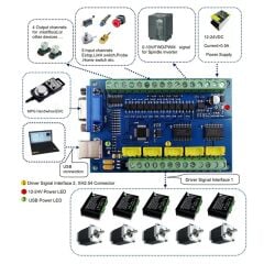 AN55890 Mach3 USB Motion CNC Kontrol Kartı STB5100 Interface Board 5 Axis DC 12-24V CNC Step Motor Sürücü Kartı