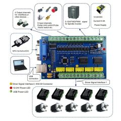 AN55890 Mach3 USB Motion CNC Kontrol Kartı STB5100 Interface Board 5 Axis DC 12-24V CNC Step Motor Sürücü Kartı